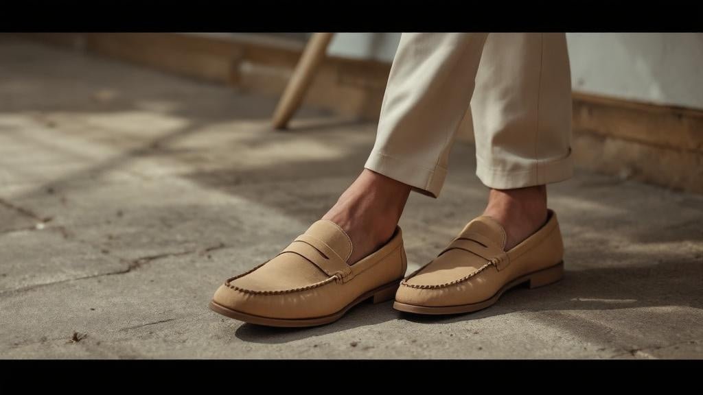 Beige suede loafers for men: European summer capsule - Pierre Cabot