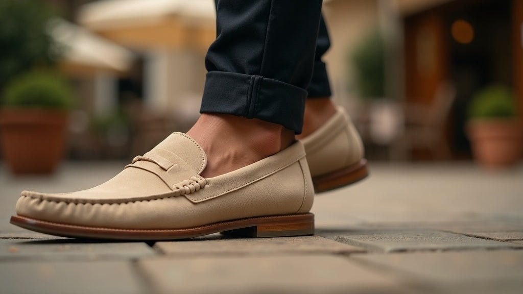Light suede loafers for men: how to protect them from café spills, dust, and summer stains - Pierre Cabot