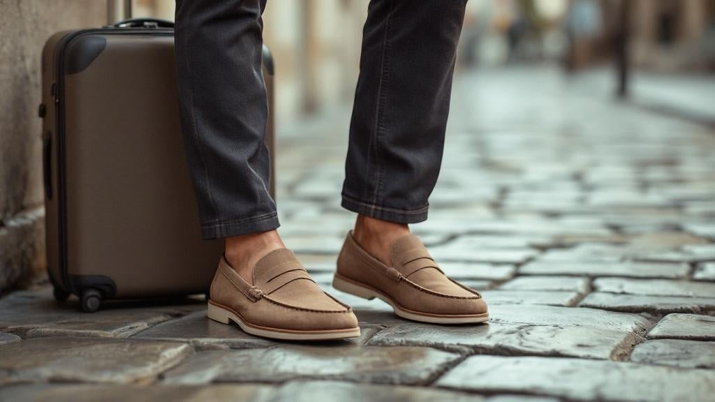 Men’s suede loafers: lightweight rubber‑sole travel comfort - Pierre Cabot