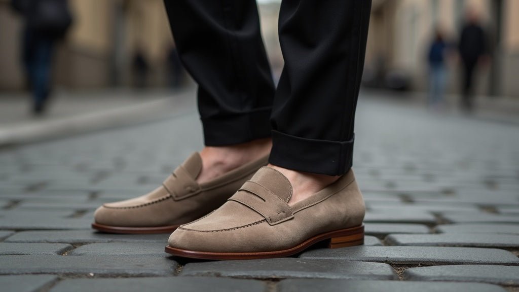 Taupe suede loafers for men: are rubber soles better for commuting and weekend walking? - Pierre Cabot